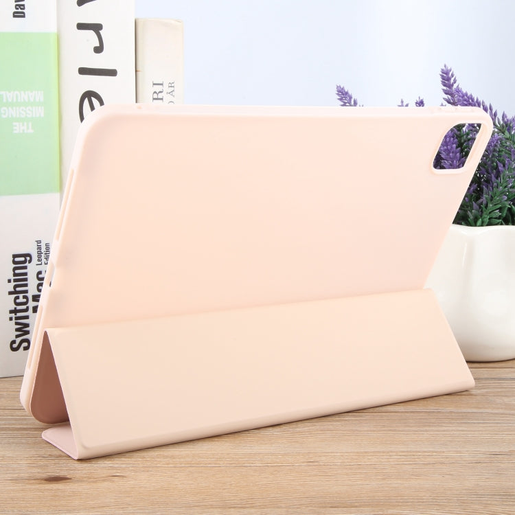For iPad Air 11 2024 GEBEI 3-folding Holder Shockproof Flip Leather Tablet Case(Pink)