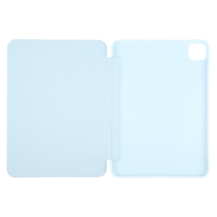 For iPad Pro 11 2024 GEBEI 3-folding Holder Shockproof Flip Leather Tablet Case(Sky Blue) - free shipping - PMC Jewellery - Order now!