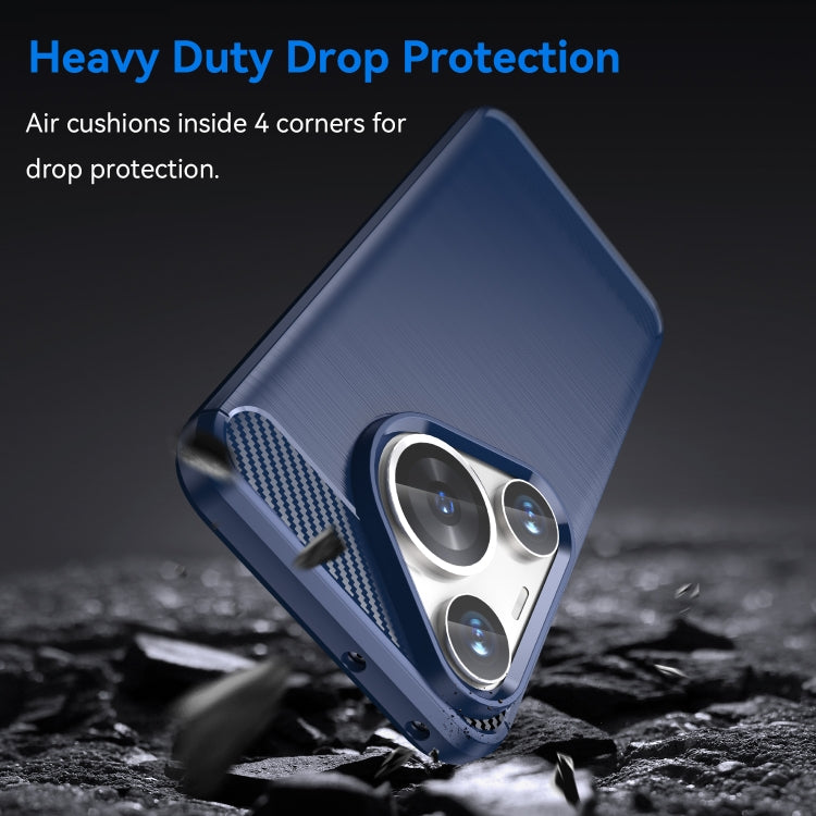 For Huawei Pura 70 Pro / Pura 70 Pro+ Brushed Texture Carbon Fiber TPU Phone Case(Blue)