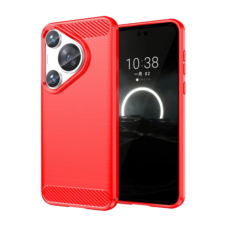 For Huawei Pura 70 Pro / Pura 70 Pro+ Brushed Texture Carbon Fiber TPU Phone Case(Red)