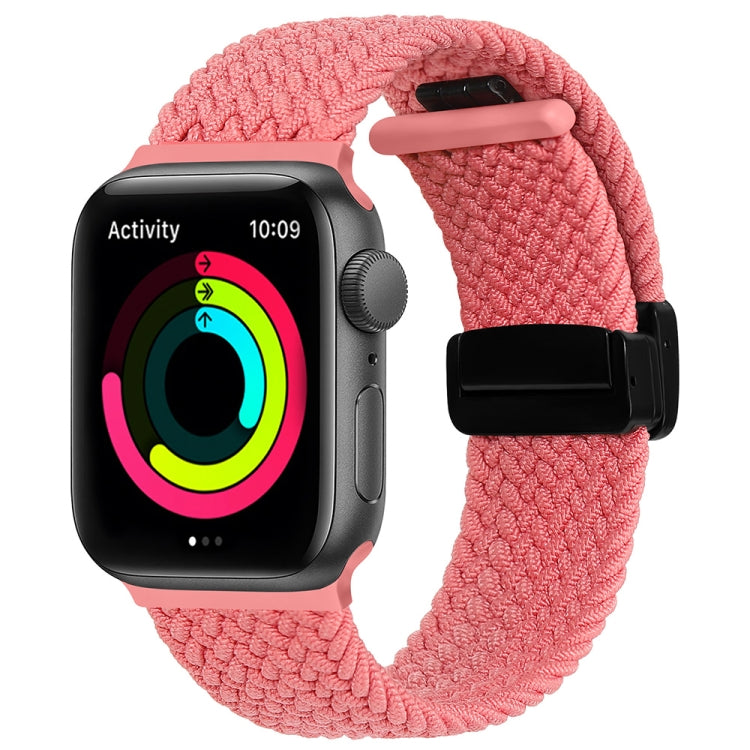 Magnetic Fold Clasp Woven Watch Band For Apple Watch Ultra 2 49mm(Pink)
