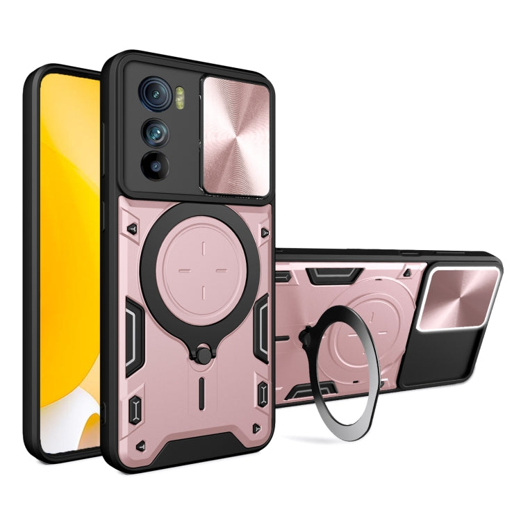For Motorola Edge 30 CD Texture Sliding Camshield Magnetic Holder Phone Case(Pink)