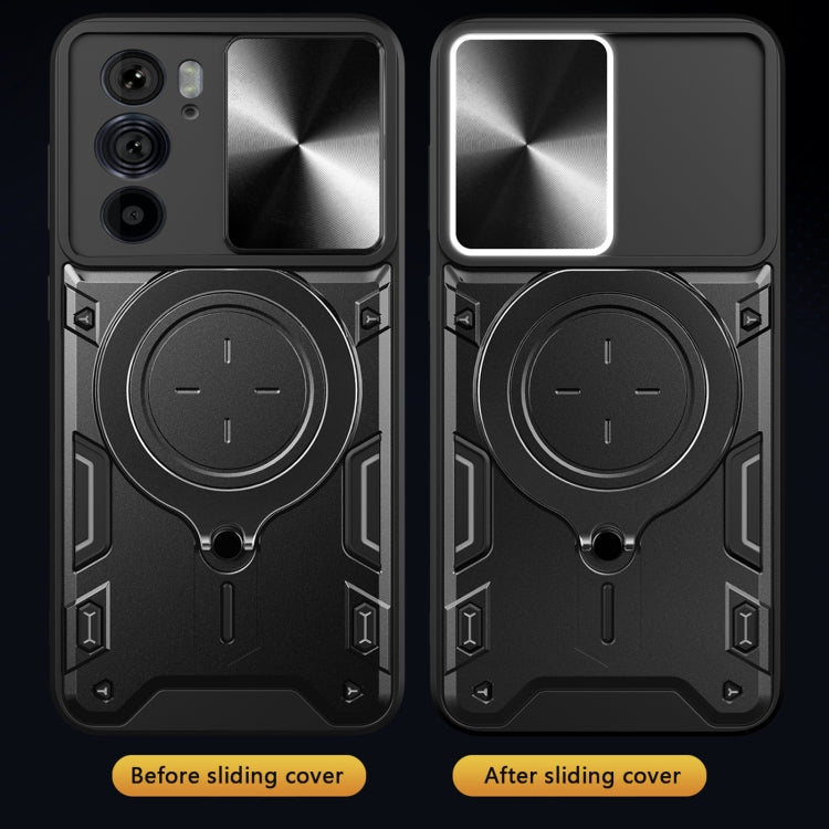 For Motorola Edge 30 Pro CD Texture Sliding Camshield Magnetic Holder Phone Case(Black) - free shipping - PMC TechLife - Order now!