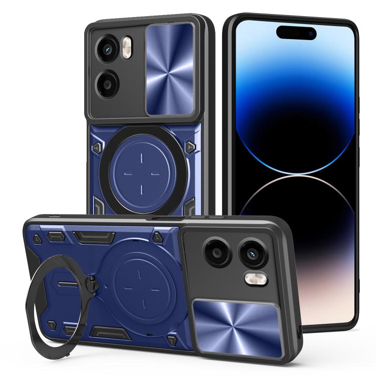 For Motorola Moto G05 CD Texture Sliding Camshield Magnetic Holder Phone Case(Blue)