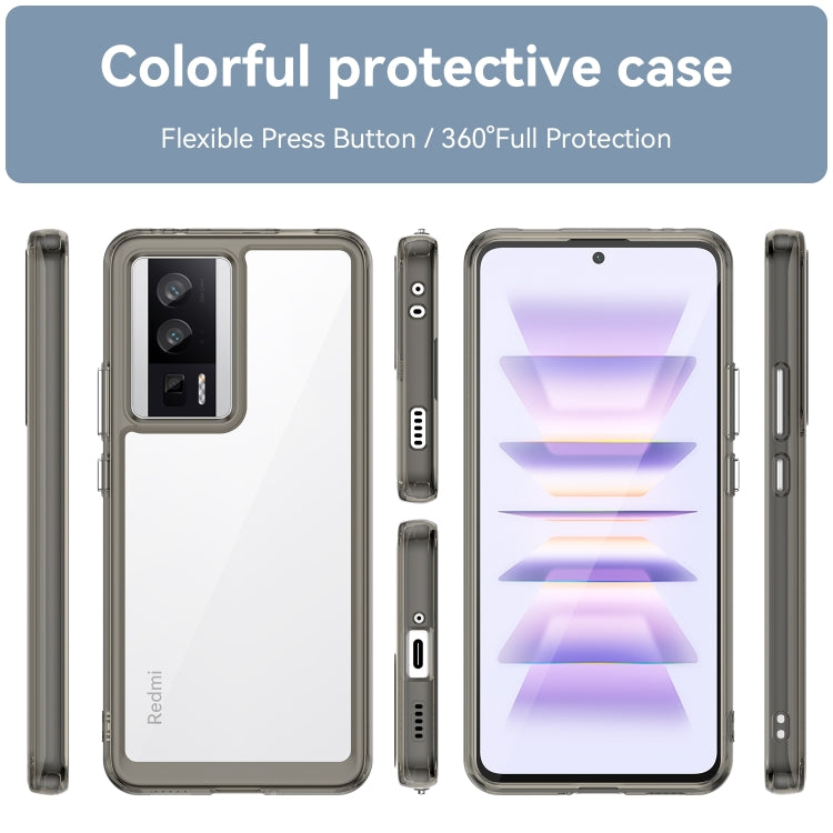 For Xiaomi Poco F5 Pro Colorful Series Acrylic Hybrid TPU Phone Case(Transparent Grey)