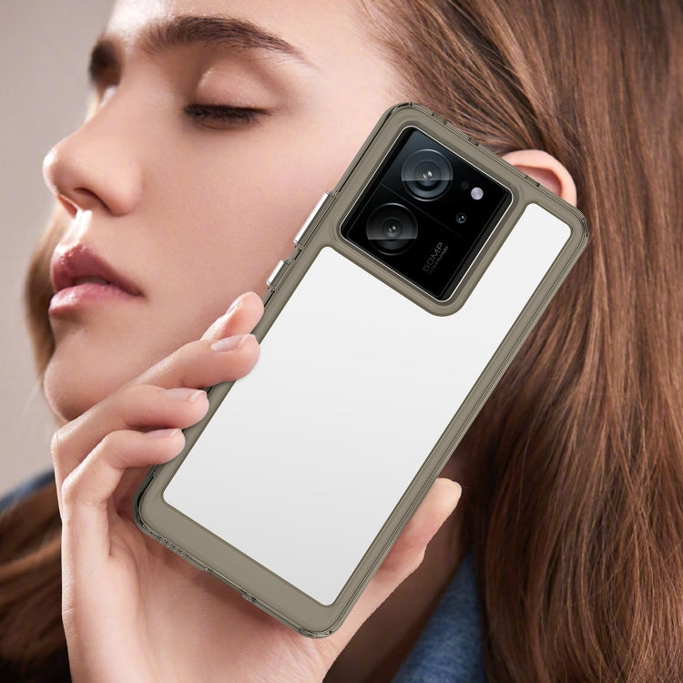 For Xiaomi 13T Pro Colorful Series Acrylic Hybrid TPU Phone Case(Transparent Grey)