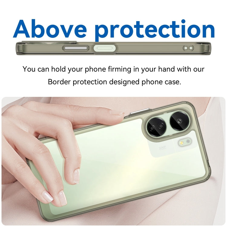 For Xiaomi Redmi 13C 4G Colorful Series Acrylic Hybrid TPU Phone Case(Transparent Grey)