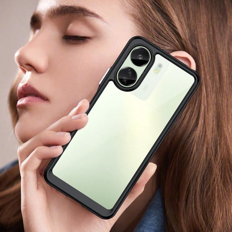 For Xiaomi Redmi 13C 4G Colorful Series Acrylic Hybrid TPU Phone Case(Black) - Xiaomi Cases by PMC TechLife | Online Shopping South Africa | PMC TechLife | Buy Now Pay Later Mobicred