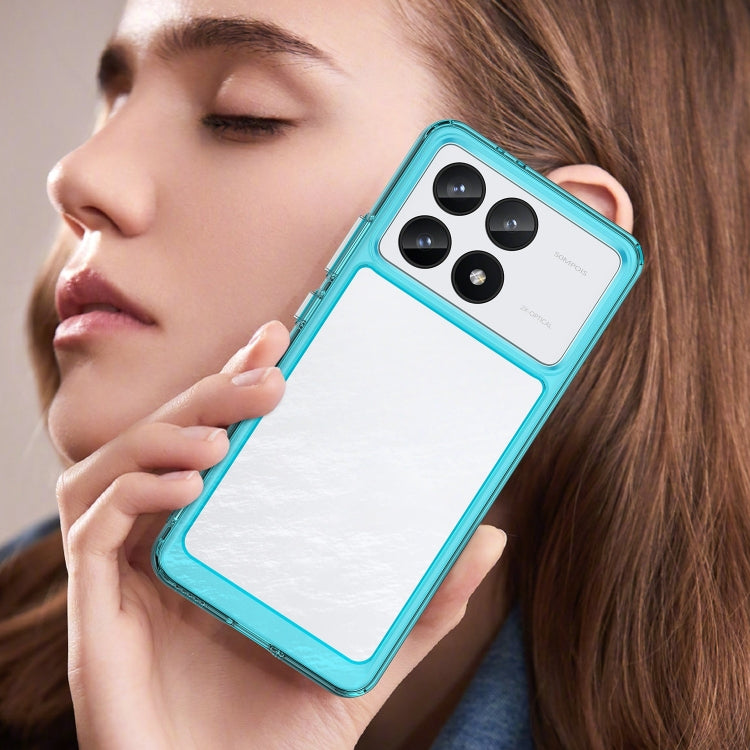 For Xiaomi Redmi K70 Colorful Series Acrylic Hybrid TPU Phone Case(Transparent Blue) - K70 Cases by PMC TechLife | Online Shopping South Africa | PMC TechLife | Buy Now Pay Later Mobicred