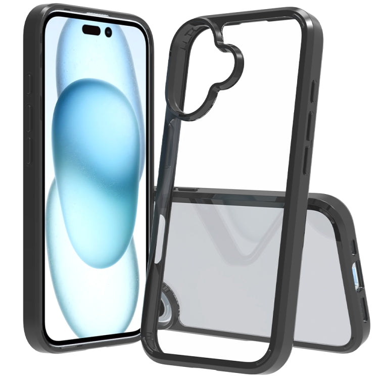 For iPhone 16 Scratchproof Acrylic TPU Phone Case(Black)