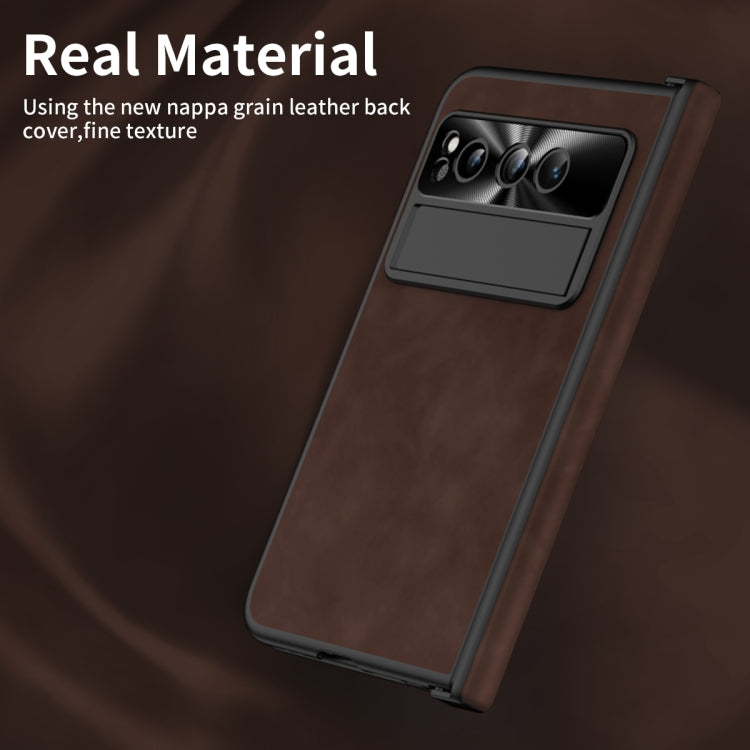 For Google Pixel Fold Napa Texture All-inclusive Phone Case(Coffee)