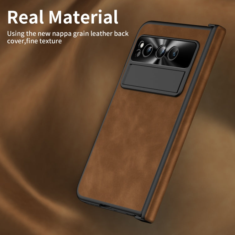 For Google Pixel Fold Napa Texture All-inclusive Phone Case(Brown)