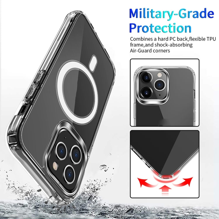 For iPhone 15 Pro MagSafe Magnetic Four Corner Airbags Phone Case(Transparent)