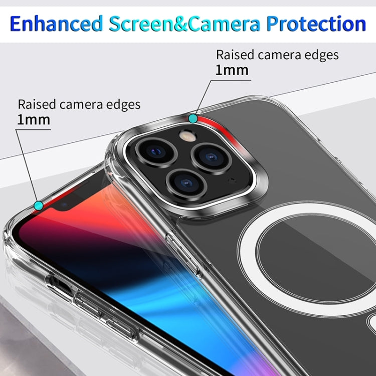 For iPhone 15 Pro MagSafe Magnetic Four Corner Airbags Phone Case(Transparent)