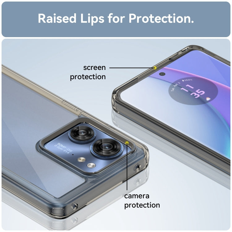For Motorola Edge 2023 US Colorful Series Acrylic Hybrid TPU Phone Case(Transparent Grey)