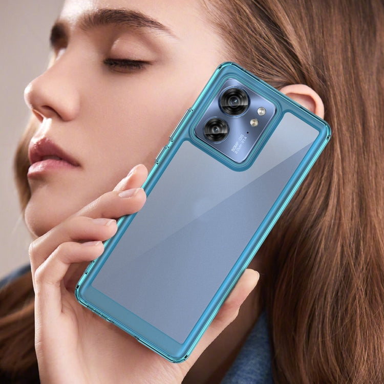 For Motorola Edge 2023 Global Colorful Series Acrylic Hybrid TPU Phone Case(Transparent Blue) - Motorola Cases by PMC TechLife | Online Shopping South Africa | PMC TechLife | Buy Now Pay Later Mobicred