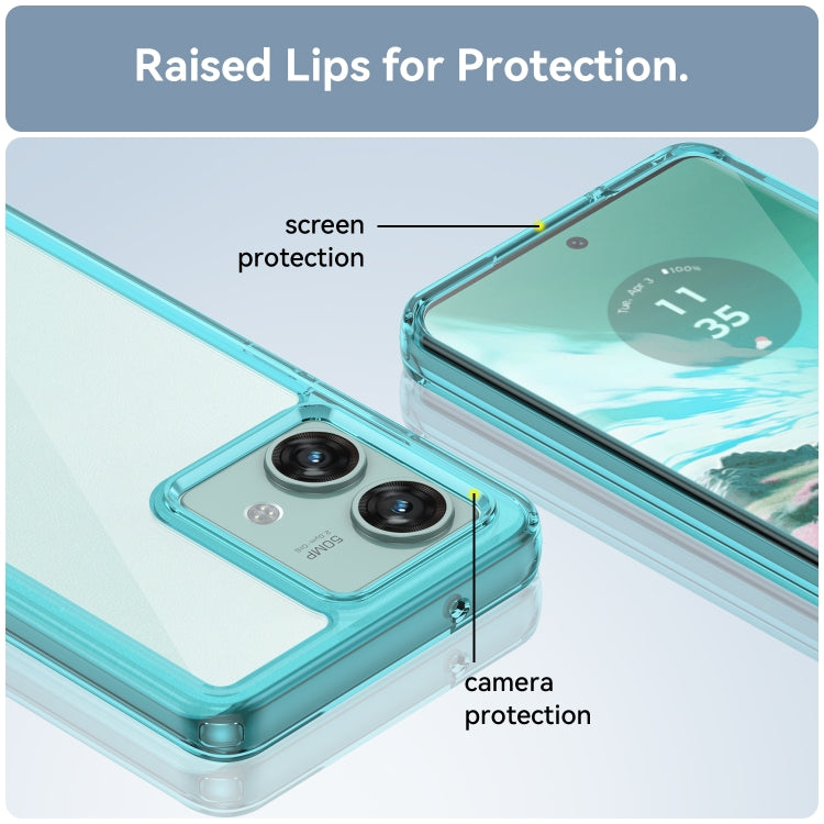 For Motorola Edge 40 Neo Colorful Series Acrylic Hybrid TPU Phone Case(Transparent Blue)