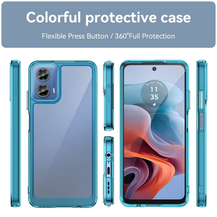 For Motorola Moto G34 Colorful Series Acrylic Hybrid TPU Phone Case(Transparent Blue)