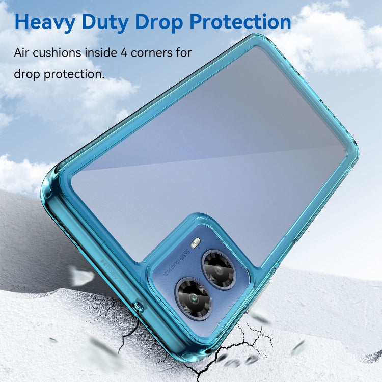 For Motorola Moto G34 Colorful Series Acrylic Hybrid TPU Phone Case(Transparent Blue)