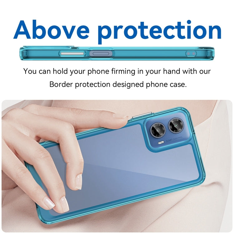 For Motorola Moto G34 Colorful Series Acrylic Hybrid TPU Phone Case(Transparent Blue)