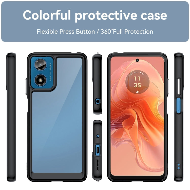For Motorola Moto G04 Colorful Series Acrylic Hybrid TPU Phone Case(Black)