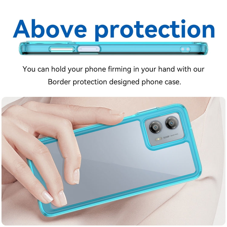 For Motorola Moto G53 5G Colorful Series Acrylic Hybrid TPU Phone Case(Transparent Blue)