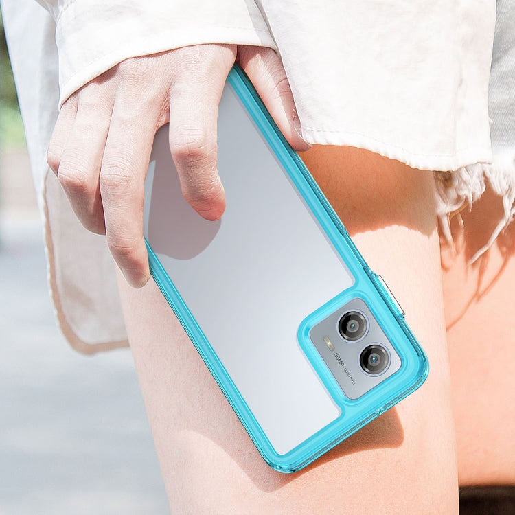 For Motorola Moto G53 5G Colorful Series Acrylic Hybrid TPU Phone Case(Transparent Blue)