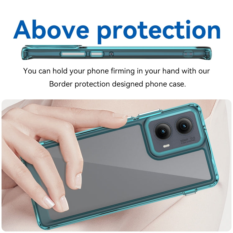 For Motorola Edge 2024 Colorful Series Acrylic Hybrid TPU Phone Case(Transparent Blue)
