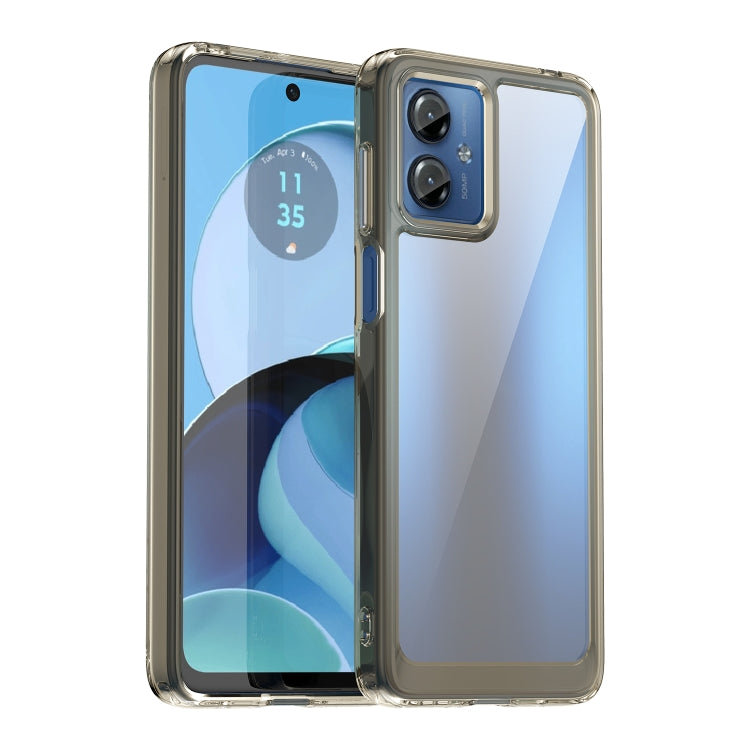 For Motorola Moto G14 Colorful Series Acrylic Hybrid TPU Phone Case(Transparent Grey)