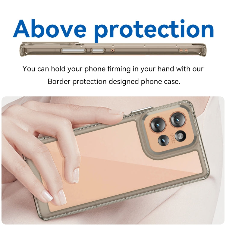 For Motorola Edge 50 Colorful Series Acrylic Hybrid TPU Phone Case(Transparent Grey)
