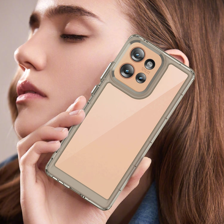 For Motorola Edge 50 Colorful Series Acrylic Hybrid TPU Phone Case(Transparent Grey)