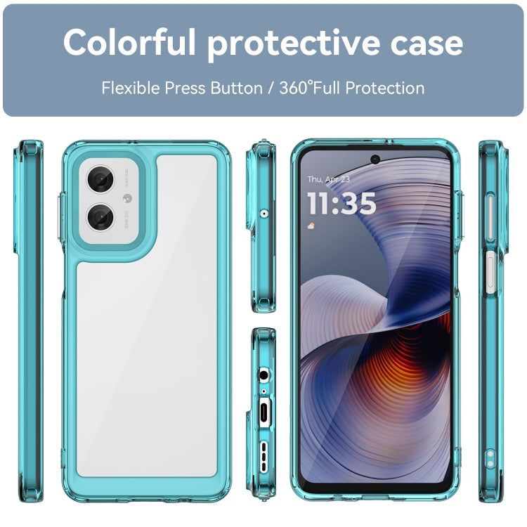 For Motorola Moto G55 5G Colorful Series Acrylic Hybrid TPU Phone Case(Transparent Blue)