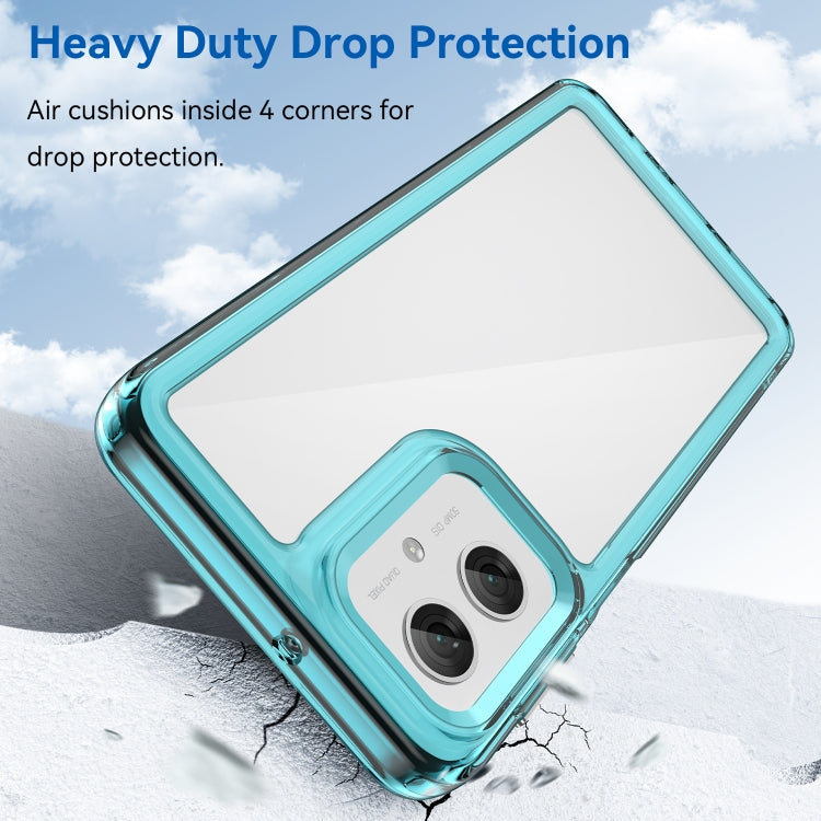 For Motorola Moto G55 5G Colorful Series Acrylic Hybrid TPU Phone Case(Transparent Blue)
