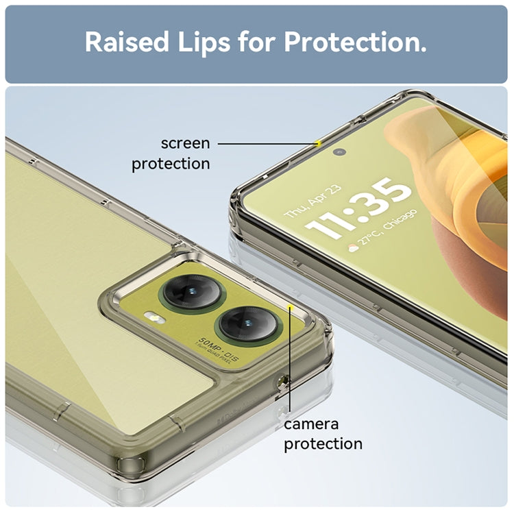 For Motorola Moto G85 Colorful Series Acrylic Hybrid TPU Phone Case(Transparent Grey)