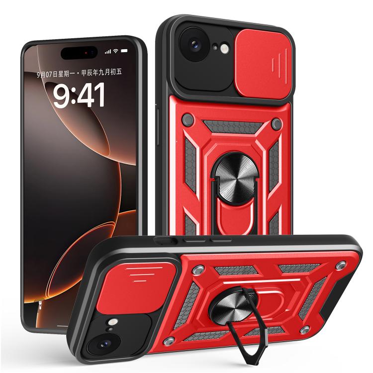 For iPhone 16e Sliding Camera Cover Design TPU+PC Phone Case(Red) - free shipping - PMC Jewellery - Order now!