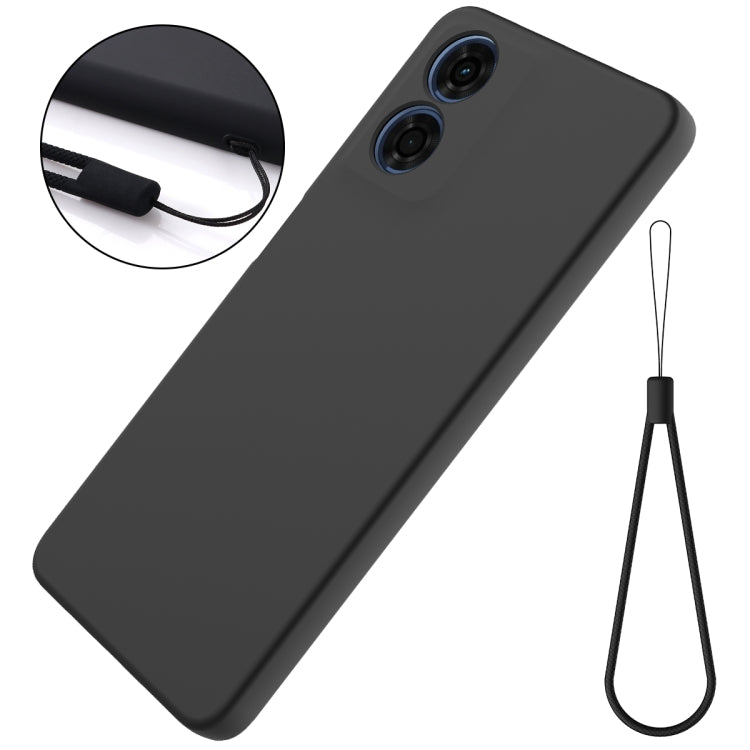 For Motorola Moto E14 Solid Color Liquid Silicone Dropproof Full Coverage Phone Case(Black)