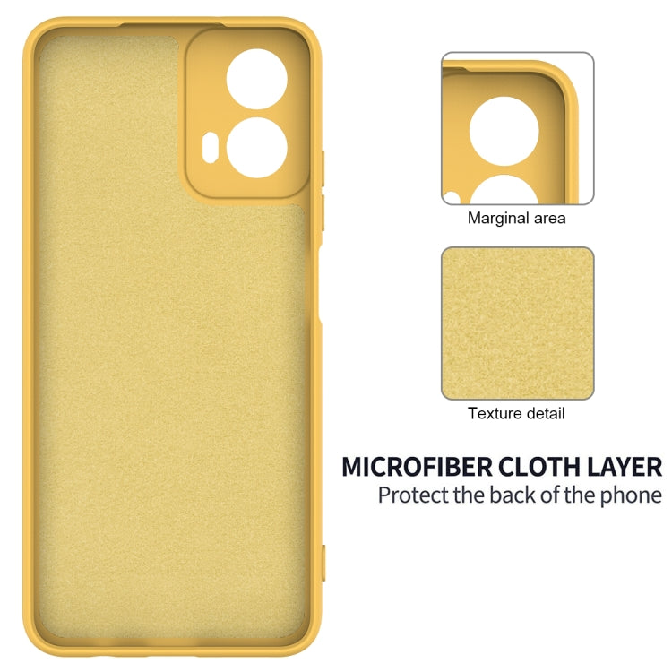 For Motorola Moto G45 Solid Color Liquid Silicone Dropproof Full Coverage Phone Case(Yellow)