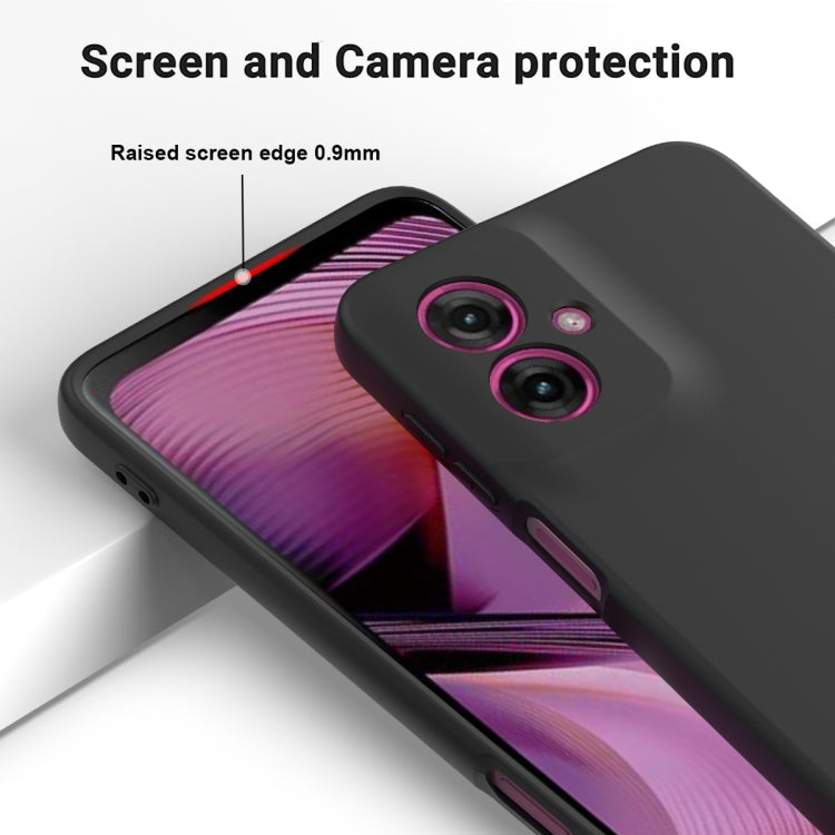 For Motorola Moto G55 Solid Color Liquid Silicone Dropproof Full Coverage Phone Case(Black)