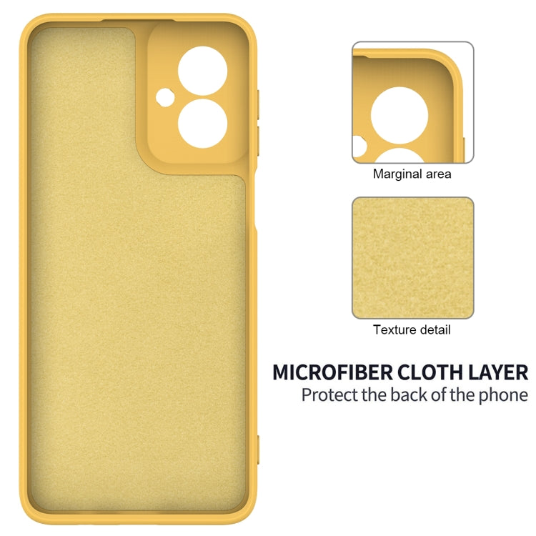 For Motorola Moto G55 Solid Color Liquid Silicone Dropproof Full Coverage Phone Case(Yellow)
