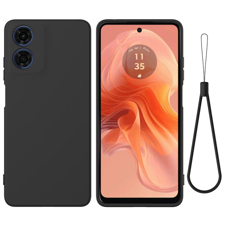 For Motorola Moto G04S 4G / E14 4G Solid Color Liquid Silicone Dropproof Full Coverage Phone Case(Black)
