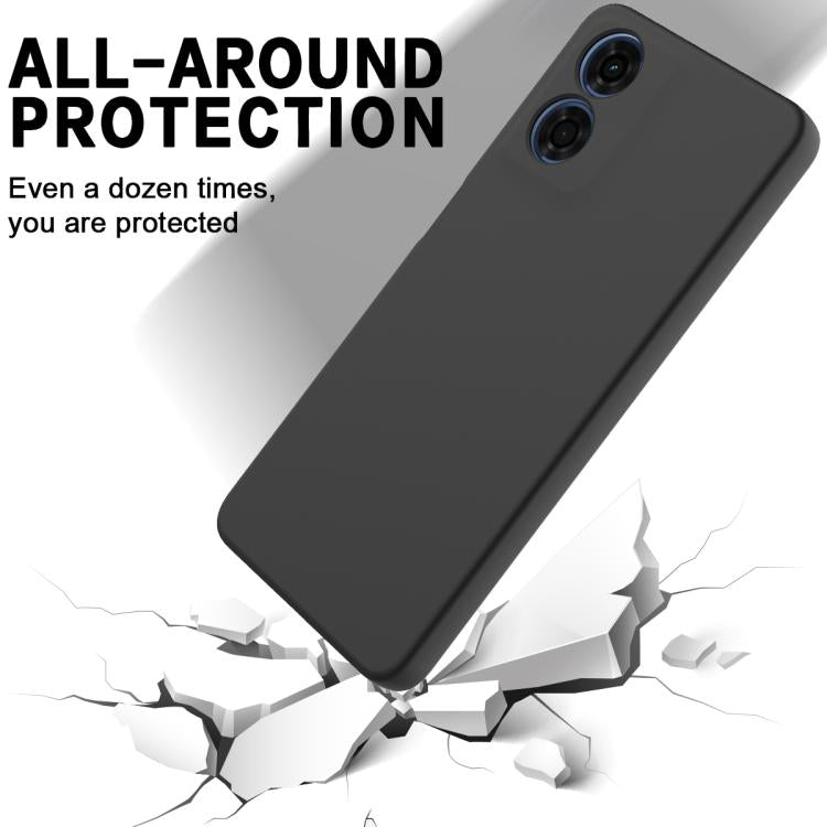For Motorola Moto G04S 4G / E14 4G Solid Color Liquid Silicone Dropproof Full Coverage Phone Case(Black)