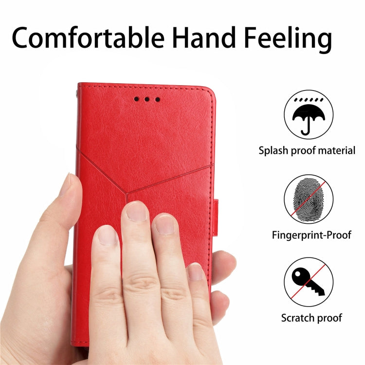 For iPhone 16 Plus HT01 Y-shaped Pattern Flip Leather Phone Case(Red) - iPhone 16 Plus Cases by PMC TechLife | Online Shopping South Africa | PMC TechLife | Buy Now Pay Later Mobicred