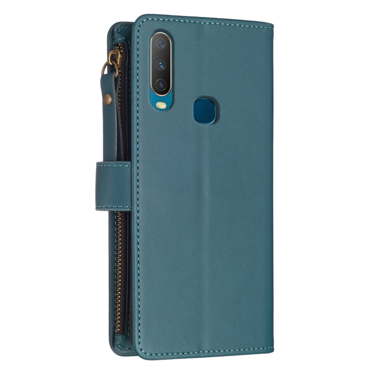 For vivo Y11 / Y15 / Y12 / Y17 9 Card Slots Zipper Wallet Leather Flip Phone Case(Green)