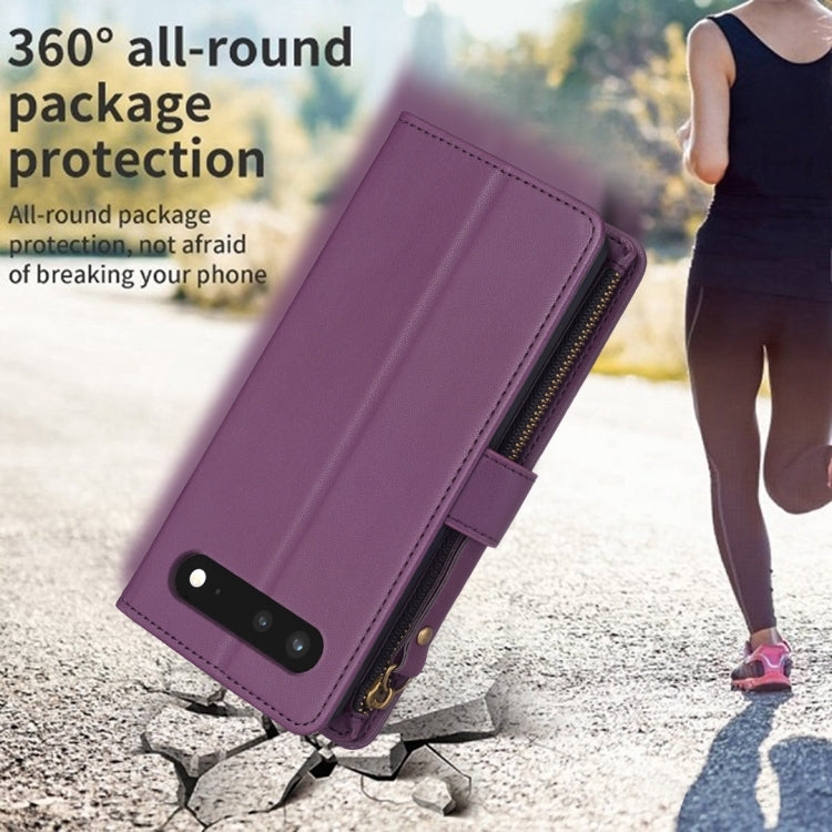 For Google Pixel 7 9 Card Slots Zipper Wallet Leather Flip Phone Case(Dark Purple) - Google Cases by PMC TechLife | Online Shopping South Africa | PMC TechLife | Buy Now Pay Later Mobicred