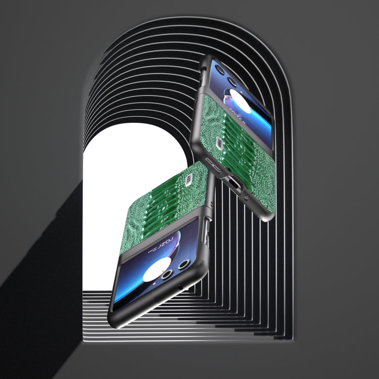 For Motorola Razr 40 Ultra ABEEL Genuine Leather Weilai Series Phone Case(Green) - Motorola Cases by PMC TechLife | Online Shopping South Africa | PMC TechLife | Buy Now Pay Later Mobicred