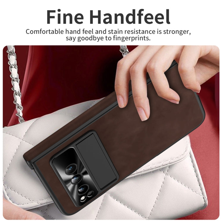 For Google Pixel Fold Integrated Napa Texture All-inclusive Phone Case with Hinge(Coffee) - Google Cases by PMC TechLife | Online Shopping South Africa | PMC TechLife | Buy Now Pay Later Mobicred