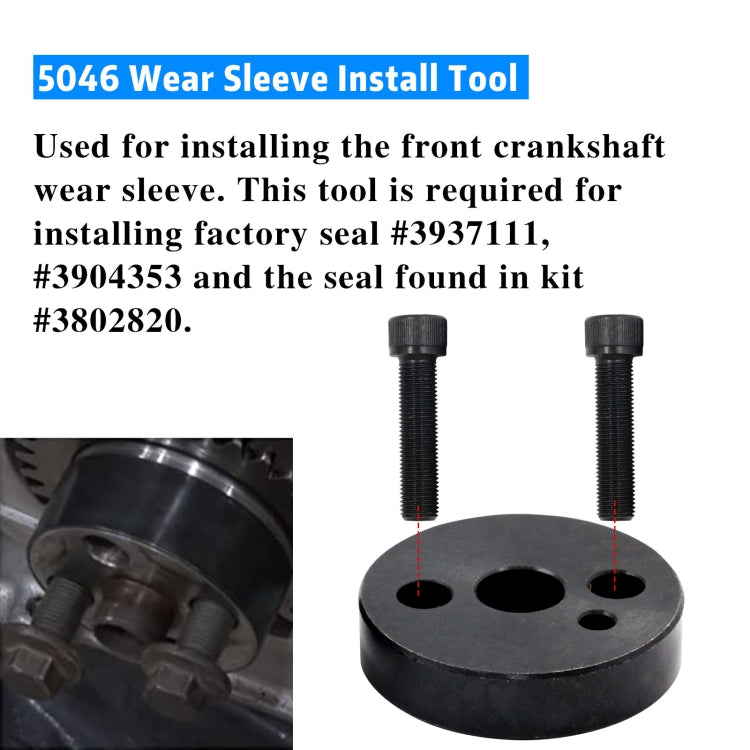 For Dodge Cummins 5046 Crankshaft Wear Sleeve + 1388 Front Cover Crankshaft Seal Installation Tool 124453+124388(Black) - Engine Fittings by PMC TechLife | Online Shopping South Africa | PMC TechLife | Buy Now Pay Later Mobicred