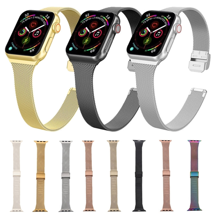 For Apple Watch Series 9&8&7 41mm / SE 3&SE 2&6&SE&5&4 40mm / 3&2&1 38mm Milanese Stainless Steel Watch Band(Starlight) - Watch Bands by PMC TechLife | Online Shopping South Africa | PMC TechLife