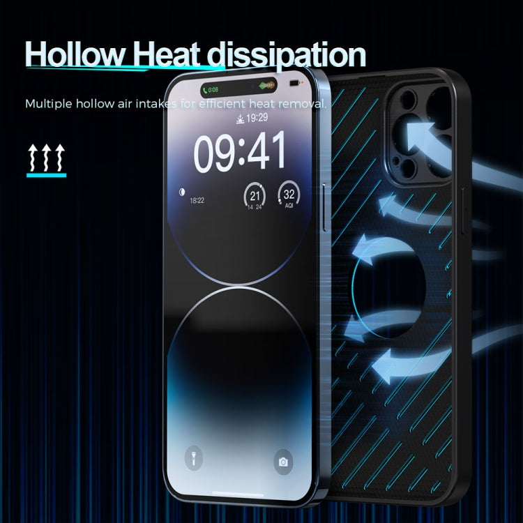 For iPhone 14 Plus R-JUST RJ57 CD Pattern MagSafe Cooling Phone Case(Black)