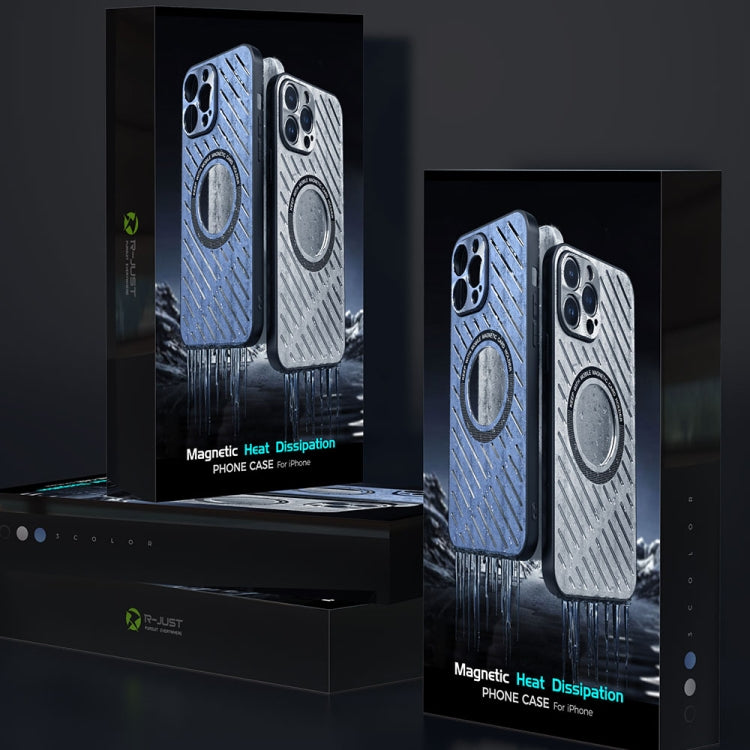 For iPhone 14 R-JUST RJ57 CD Pattern MagSafe Cooling Phone Case(Blue) - iPhone 14 Cases by R-JUST | Online Shopping South Africa | PMC TechLife | Buy Now Pay Later Mobicred